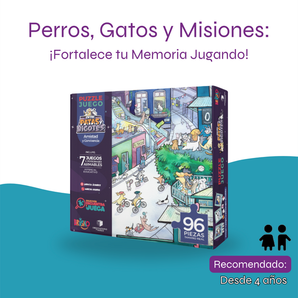 Puzzle Gatitos y perritos: Entre Patas y Bigotes (incluye 7 mini juegos)