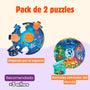 Pack 2 puzzles: “Viajando por el Espacio + Animales alrededor del Mundo”