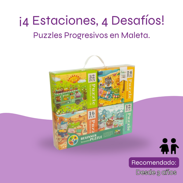 ¡Maleta 4 Puzzles de las Estaciones! - Desarrollo y Aprendizaje para Niños