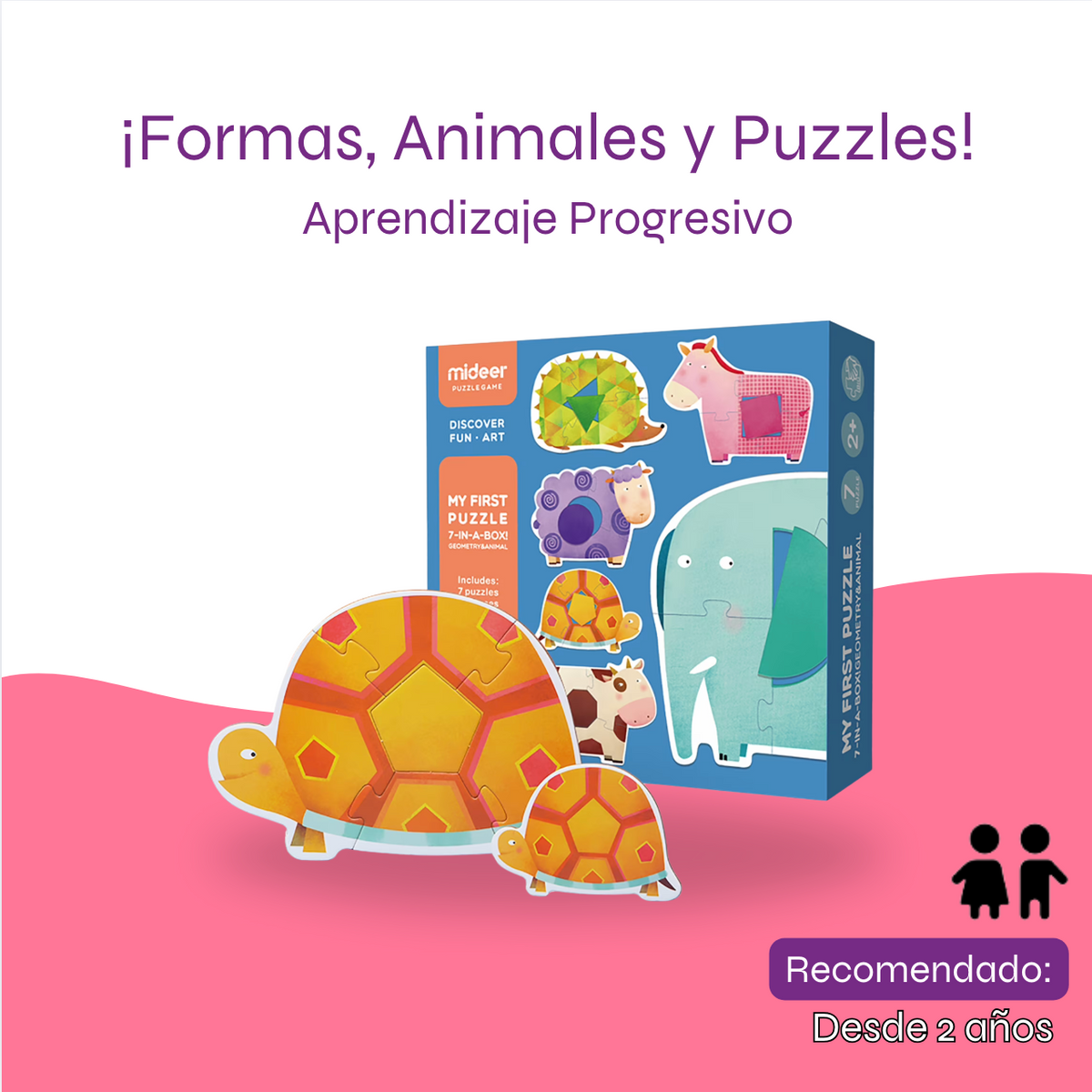Mi primer puzzle: Geometría y Animales - Reconocimiento de Formas y Colores.